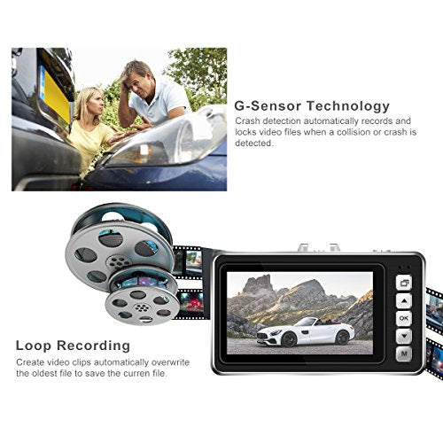 AIMTOM SL-7 Dash Cam, Car Camera Recorder HD 1080P with 2.7" Screen, 170 Degree Wide View Angle High-resolution Lens Dashboard Car DVR Built-In G-Sensor, WDR, Loop Recording, Night Vision, Motion Detection, Parking Guard