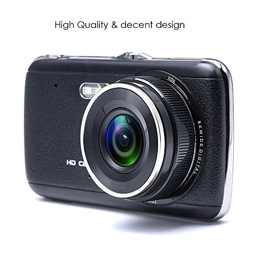 Dual Dash Cam Camecho Dash Camera for Cars 1080P FHD 170° Wide View Black Box 4 Inch Vehicle Recorder, Support Reverse Function, Night Vision, G-Sensor, Motion Detection, Parking Mode