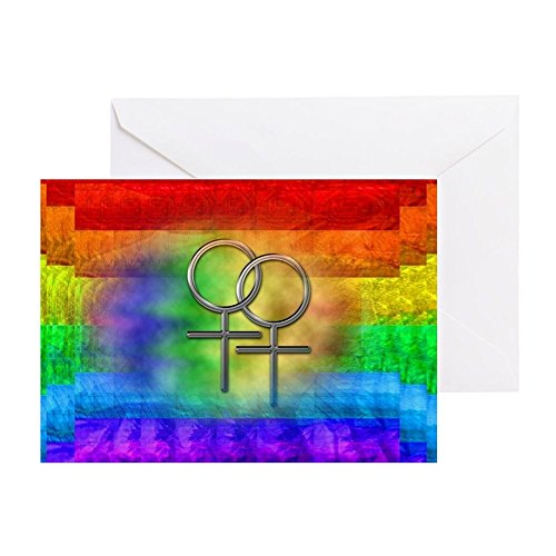 CafePress - Gay Pride Lesbian Art - Greeting Card, Note Card with Blank Inside Matte