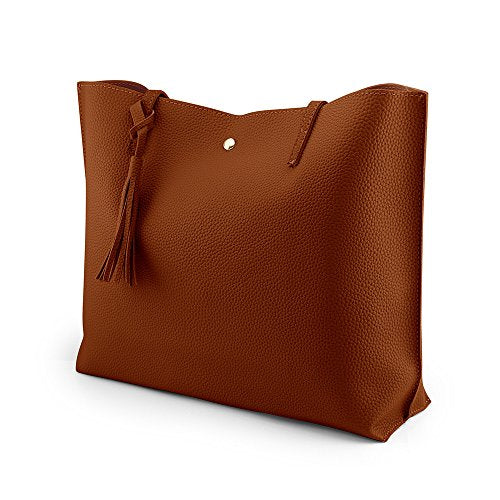Women Large Tote Bag - Tassels Faux Leather Shoulder Handbags, Fashion Ladies Purses Satchel Messenger Bags