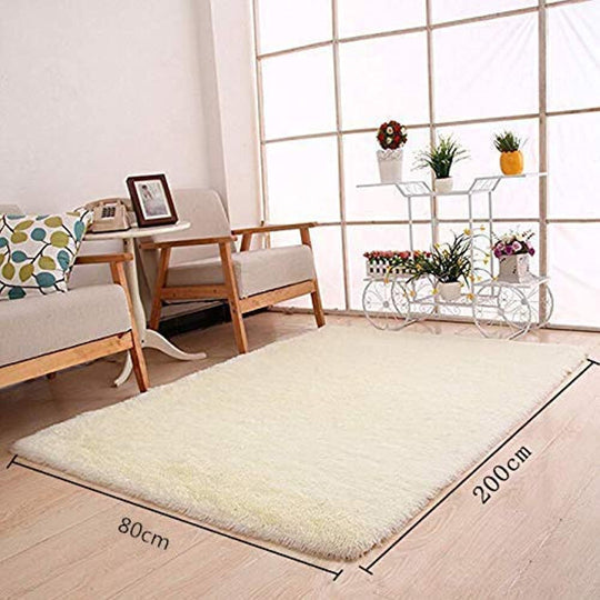 Tecare Soft Area Rugs Fluffy Living Room Carpets Anti Slip Kids Bedroom Rug Shaggy Floor Mats for Living Room Hallway Bedroom (Beige, About 2.7×4 feet（80×120cm）)