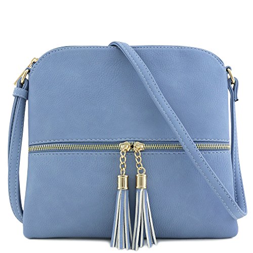 Lightweight Medium Crossbody Bag with Tassel