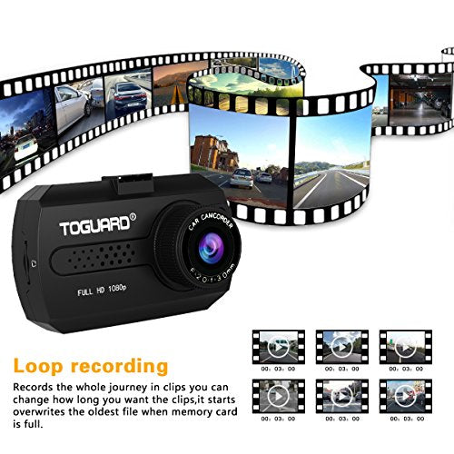 Mini Dash Cam - TOGUARD in Car Dashboard Camera Driving Recorder HD 1080P Wide Angle 1.5” LCD with G-Sensor Loop Recording Motion Detection