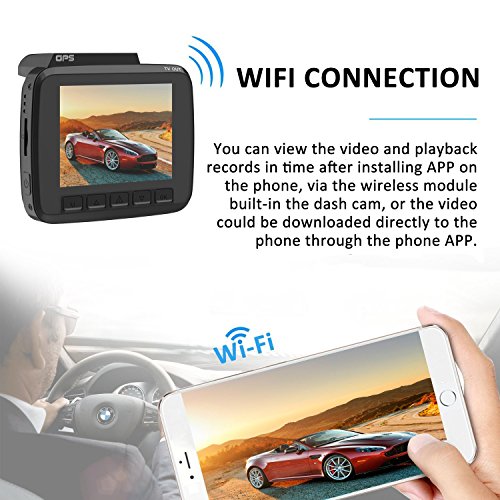 2.4 "Car Dash Cam, 4K Dash Camera, 150 Degree Wide Angle Car Camera with GPS, WiFi, G-Sensor, Loop Recording, Parking Monitoring, Motion Detection etc