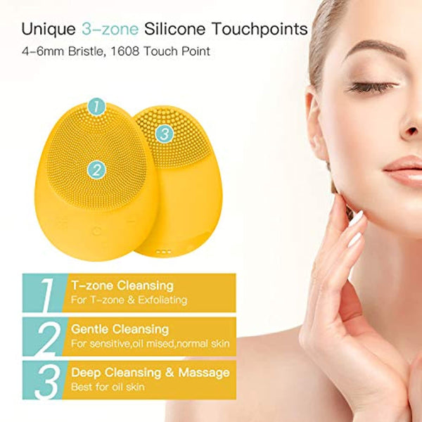 FDA Liquid Silicone Facial Cleansing Brush ULG Ultrasonic Vibration Electric Face Massager Scrubber for Deep Cleaning and Exfoliating, Rechargeable & IPX7 Waterproof