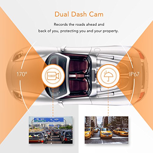 APEMAN Dash Cam FHD 1080p 170 Wide Angle Dual Dash Camera with G-Sensor, WDR, Loop Recording, 6G Lens, Motion Detection etc