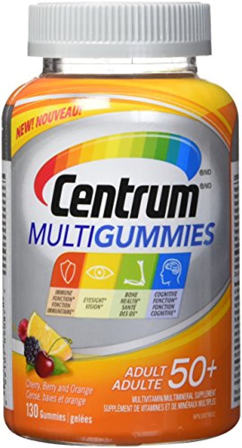 Centrum Multigummies Adult 50+ (130 Count, Cherry, Berry, Orange Flavours) Multivitamin Gummies