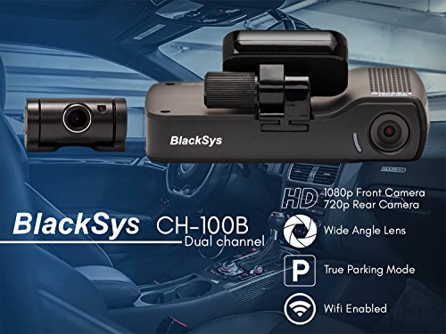 BlackSys CH-100B 2 Channel 1080P FULL HD Front and Rear Pro Wide Angle Dashboard Recorder | Dash Cam With G-Sensor + Up to 128gb Memory | Car Parking Mode | Wifi App