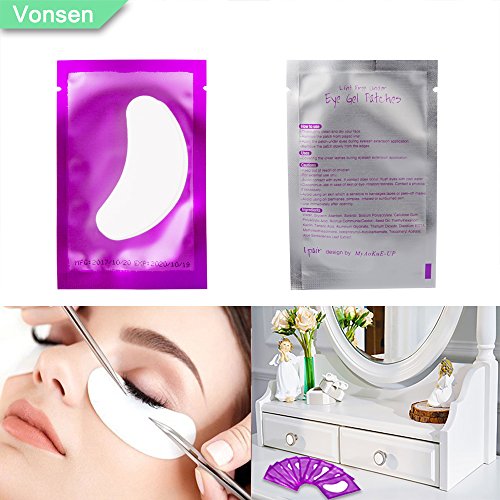 100 Pairs Under Eye Pads, Comfy and Cool Under Eye Patches Gel Pad for Eyelash Extensions Eye Mask Beauty Tool. (Purple)