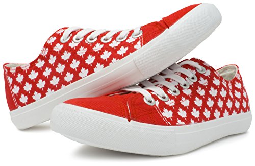 Ann Arbor T-shirt Co. Canada Sneakers | Cute Red Canadian Maple Leaf Flag Team Tennis Shoe - Women Men