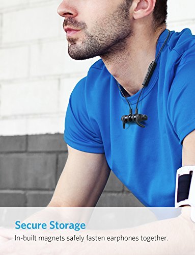 Anker SoundBuds Flow Lightweight Wireless Headphones, Bluetooth 4.1 Sports Earphones with Water-Resistant Nano Coating, Running Workout Headset with Magnetic Connector and Remote