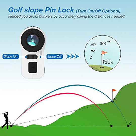 BOBLOV 650Yards Golf Rangefinder with Pinsensor 6X Magnification Distance Speed Measurement Range Finders Pluse Vibration and USB Charging (LF600G Without Slope)