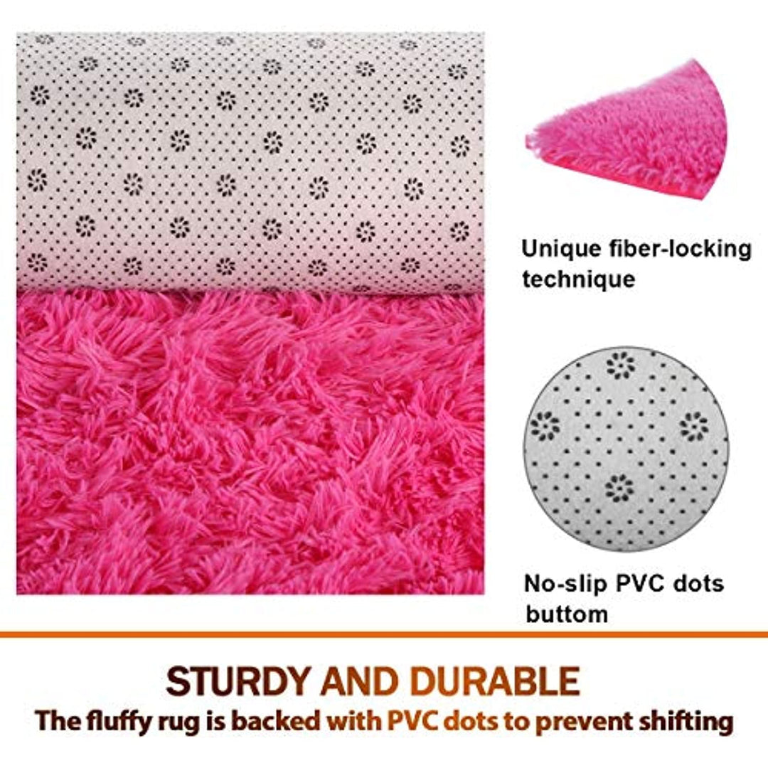 Noahas Ultra Soft 4.5cm Velvet Bedroom Rugs Kids Room Carpet Modern Shaggy Area Rugs Home Decor 2.6' X 5.3' (Hot Pink)