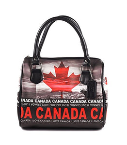 Womens Multi-Purpose Black & Red Canada Bag Horizon Canadian Skyline Handbag Purse