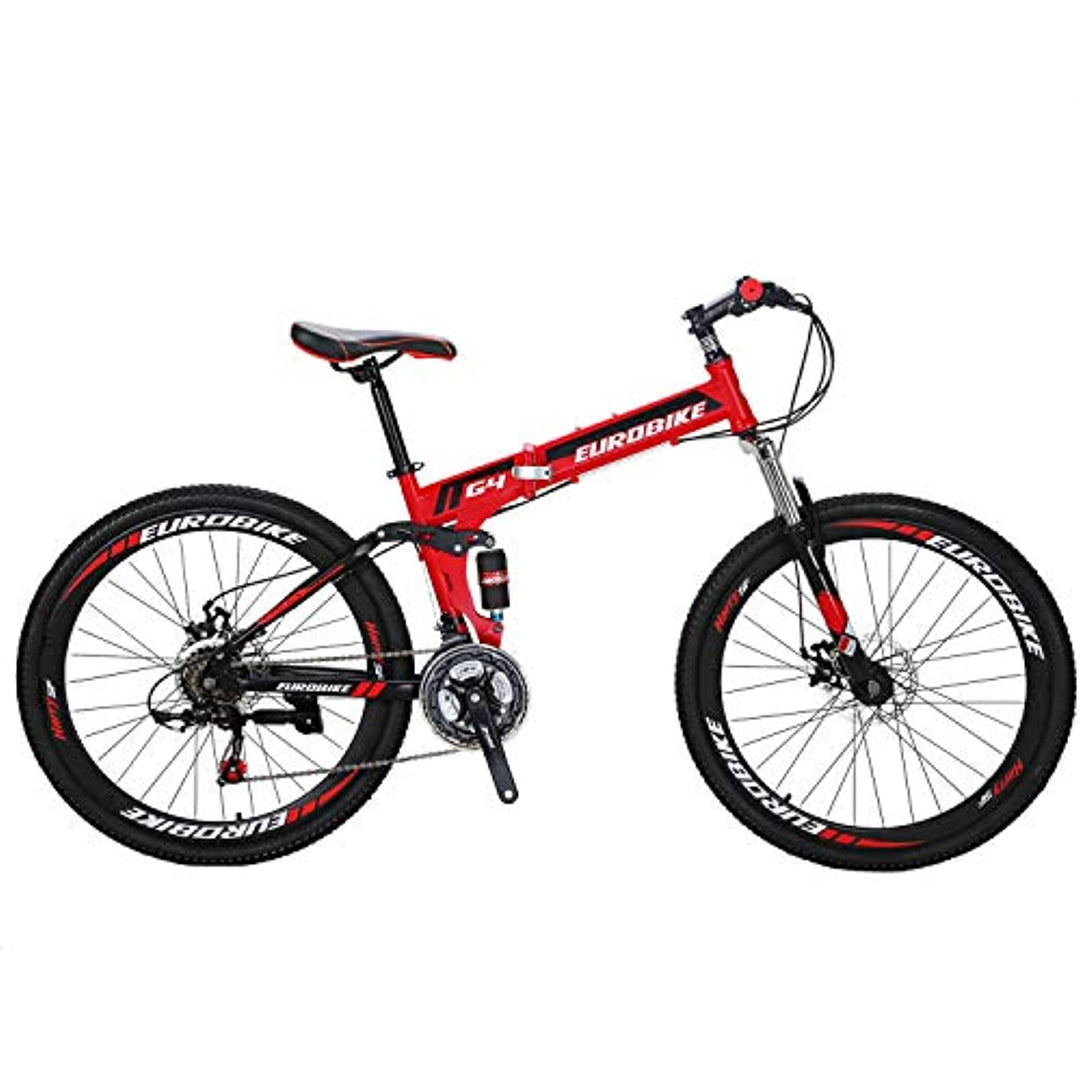 Eurobike EURG4 Mountain Bike 21 Speed 26 Inches Dual Suspension Folding Bike Dual Disc Brake MTB Bicycle