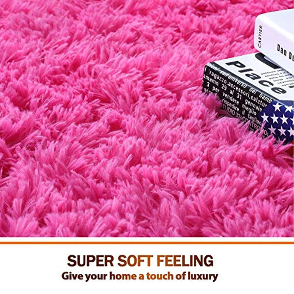 Noahas Ultra Soft 4.5cm Velvet Bedroom Rugs Kids Room Carpet Modern Shaggy Area Rugs Home Decor 2.6' X 5.3' (Hot Pink)