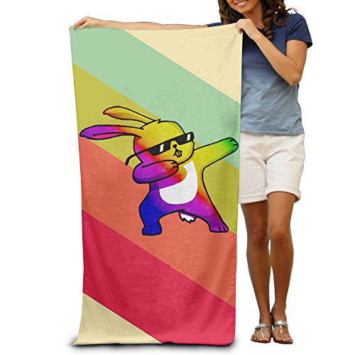 Rainbow Bunny Dabbing Bunny With Sunglass Dabbing Rabbit Adult Bath Beach Towel Beach Swimming Towels 30x50 Inches