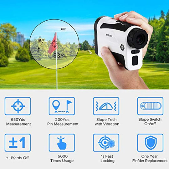 BOBLOV 650Yards Golf Rangefinder with Pinsensor 6X Magnification Distance Speed Measurement Range Finders Pluse Vibration and USB Charging (LF600G Without Slope)