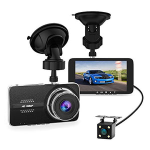 4.0" Car Dash Cam, Full HD 1080P Dash Camera, Front + VGA Rear 290 Degree Super Wide Angle Dashboard Camera with G-Sensor, Loop Recording, Parking Monitoring, Motion Detection etc