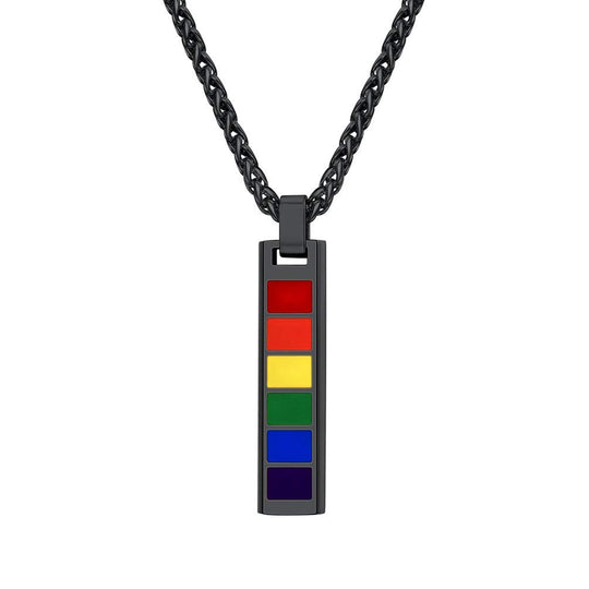 LGBT Pride Pendant Mens Bar Necklaces Rainbow Gay Pride Women Lesbian Jewelry 316L Stainless Steel Gay Pride 18k Gold/Black Gun Plated Gift PSP2529