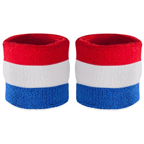 Suddora Wrist Sweatbands - Athletic Cotton Terry Cloth Wristbands for Sports (Pair) (Rainbow)