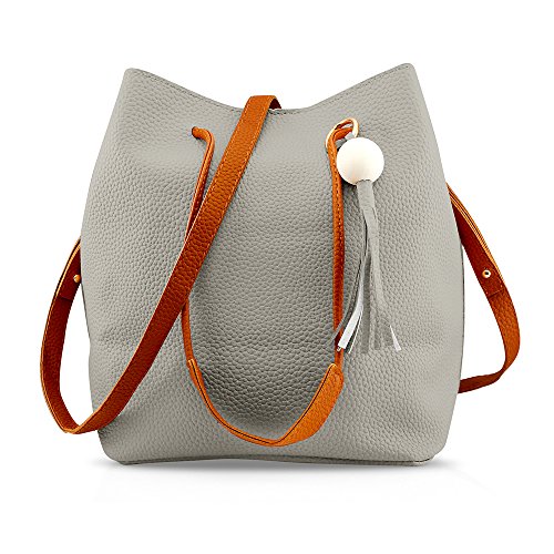 Oct17 Fashion Tassel buckets Tote Handbag, Women Messenger Hobos Shoulder Bags, Crossbody Satchel Bag