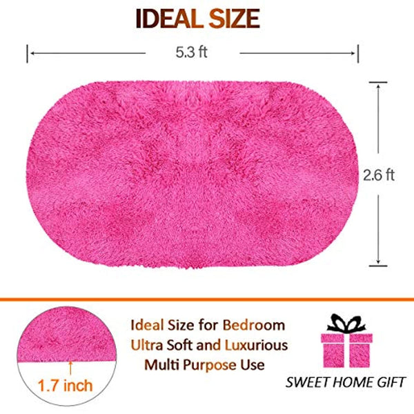 Noahas Ultra Soft 4.5cm Velvet Bedroom Rugs Kids Room Carpet Modern Shaggy Area Rugs Home Decor 2.6' X 5.3' (Hot Pink)