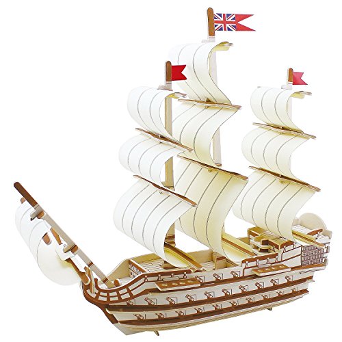 Lychee® Wooden Ancient Ship 3D PUZZLE, Wooden DIY Model Set Handcraft Birthday Christmas Gift for Kids (Zheng he)