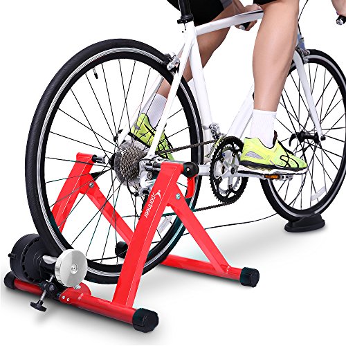 Sportneer Bike Trainer Steel Bicycle Indoor Exercise Trainer Stand Converter with Noise Reduction Wheel, Black