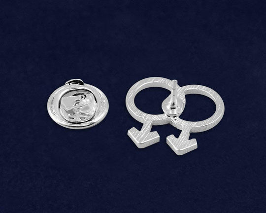 Gay Pride Silver Same Sex Symbol Lesbian Female Pins - Support LGBTQ Causes (10 Pins in Individual Bags)