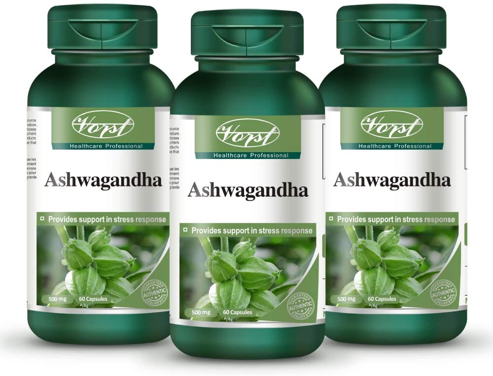 Vorst Ashwagandha 1000mg Per Serving 60 Capsules Anti Stress Anxiety Relief Adrenal Fatigue Lack of Energy Difficulty Concentrating Social Anxiety Ayurvedic Withania Somnifera Root Powder Supplement Non-GMO