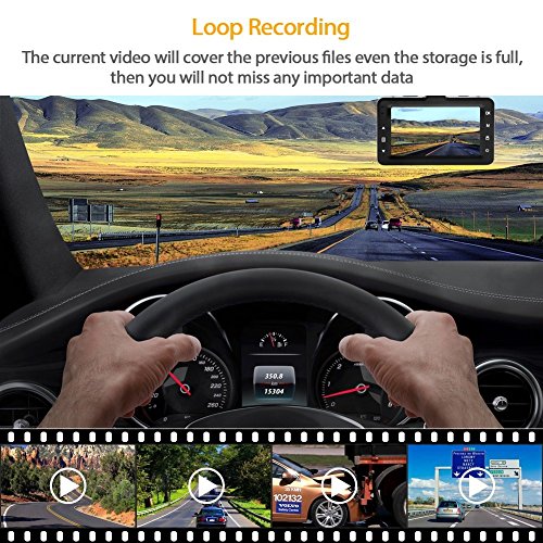 AKASO D2000 Car Dash Cam FHD 1080P 3 Inch LCD 170 Degree Wide Angle Dashboard Camera Recorder with G-Sensor, WDR, Loop Recording