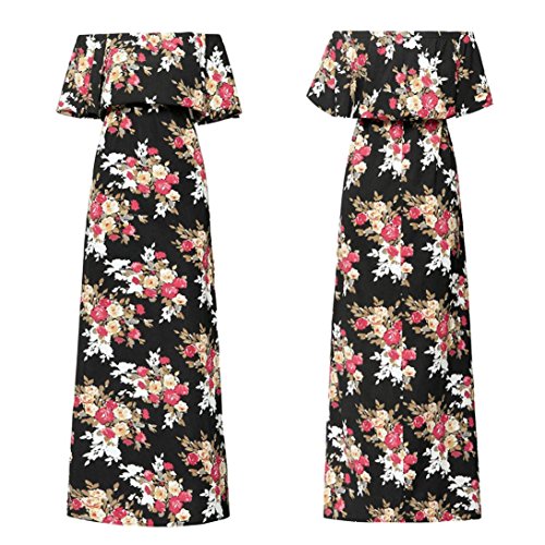 Best Seller-Womens Maxi Long Dress Off Shoulder Flower Print Short Sleeve Casual Fashion Sexy Dress