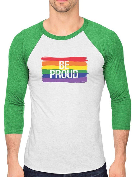 TeeStars Be Proud Pride Parade Gay Rainbow Flag 3/4 Sleeve Baseball Jersey Shirt