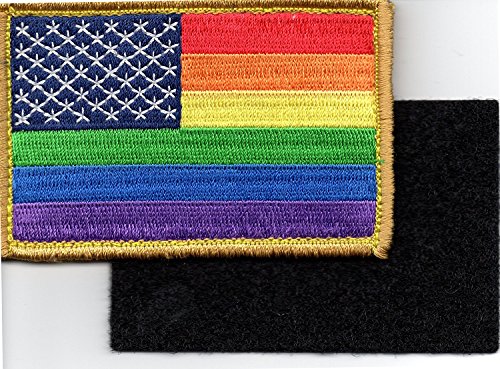 Rainbow US Flag Patch For LGBTQ Community and Supporters with Hook/Loop Backing