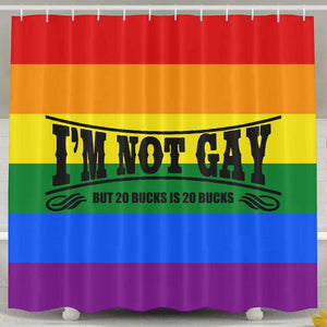 BESTSC LGBT Lesbian Gay Pride Rainbow Flag Shower Curtains - I'm Not Gay But 20 Bucks Is 20 Bucks Bath Curtain - Waterproof Polyester Fabric Bathroom Decor Set With Hooks - 60" X 72"