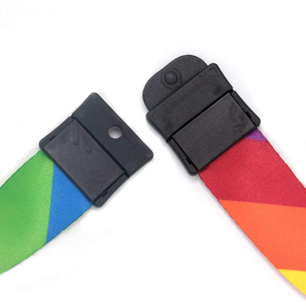 Buttonsmith Rainbow Flag Premium Lanyard with Buckle and Flat Ring - Made in the USA