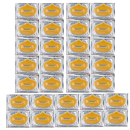 Lip Mask 24K Gold Golden Collagen Kit of 30pcs Patches Mouth Sheets Gel Crystal Beauty Anti Aging Set for Fine Lines and Wrinkles Removal, Moisturizing Hydration, Skin Firming and Nourishing