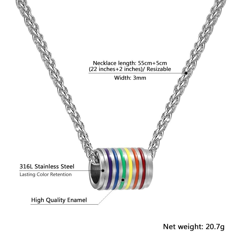 PROSTEEL Gay Pride Necklace,Rainbow,LGBT Jewelry,Love Wins,Equality Necklace,Inspirational Jewelry,Friendship Necklaces,Gift for Him