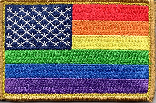 Rainbow US Flag Patch For LGBTQ Community and Supporters with Hook/Loop Backing