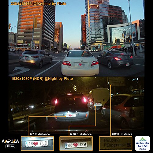 Ampulla Pluto dash cam 2K Full HD 1296P 2560x1080 170° Wide Angle 3" with HDR, Parking Mode, Super Night Vision, Motion Detection, G-Sensor, Loop Recording, HDR