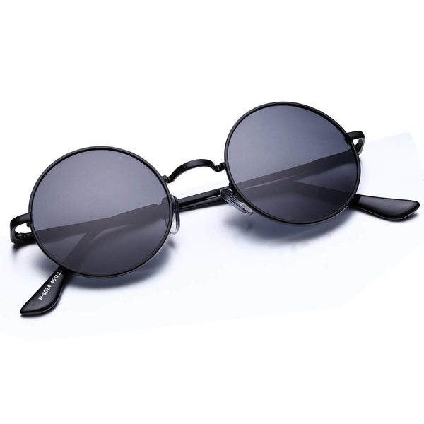 Argus Le Lennon Retro Round Sunglasses, Vintage Polarized Hipple Glasses with Plain Lens