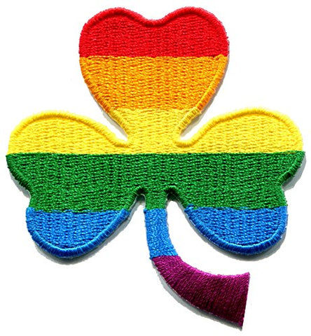 3 leaf clover three St. Patrick's Day irish shamrock gay lesbian pride rainbow LGBT embroidered applique iron-on patch new by TKPatch