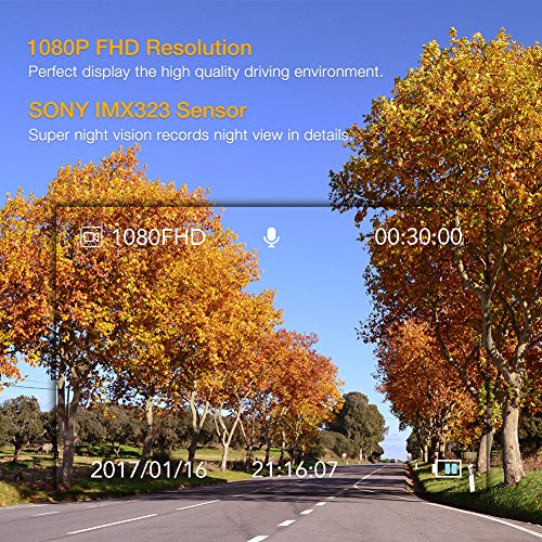 APEMAN Mini Dash Cam 1080P Full HD Car Video Recorder with Sony Sensor, 650NM Lens, WDR, Loop Recording, Motion Detection, Park Monitor and G-Sensor