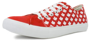 Ann Arbor T-shirt Co. Canada Sneakers | Cute Red Canadian Maple Leaf Flag Team Tennis Shoe - Women Men