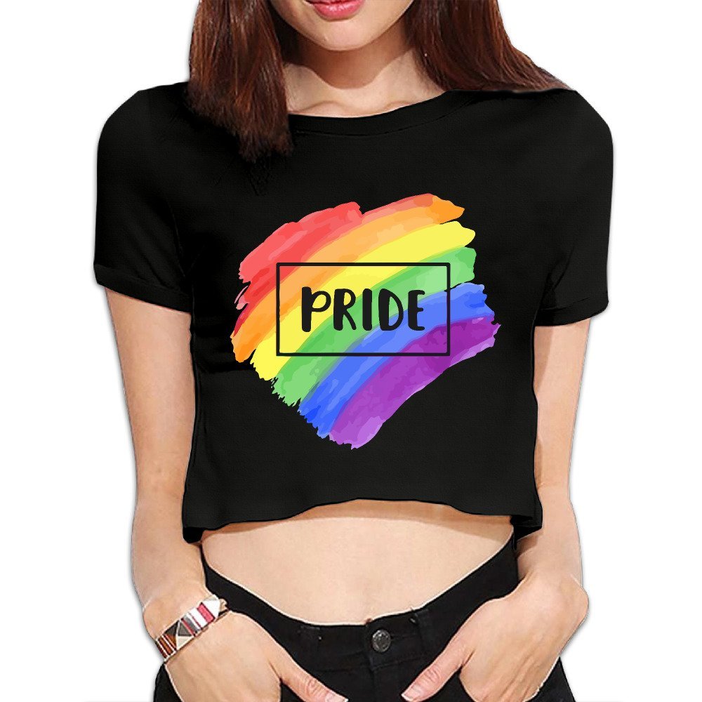 Rainbow LGBT Pride Women's Short Sleeve Midriff-Baring T-Shirt Tee