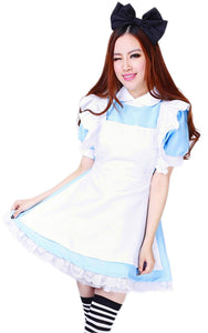 Women's Blue Anime Cosplay French Maid Costume Dress