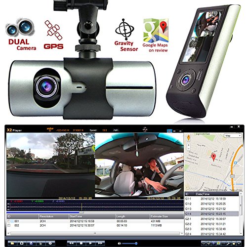 Indigi® HD Dash-Cam Dual Camera Front+InCab Driving Recorder Car DVR GPS Logger G-Sensor
