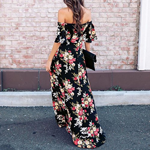 Best Seller-Womens Maxi Long Dress Off Shoulder Flower Print Short Sleeve Casual Fashion Sexy Dress