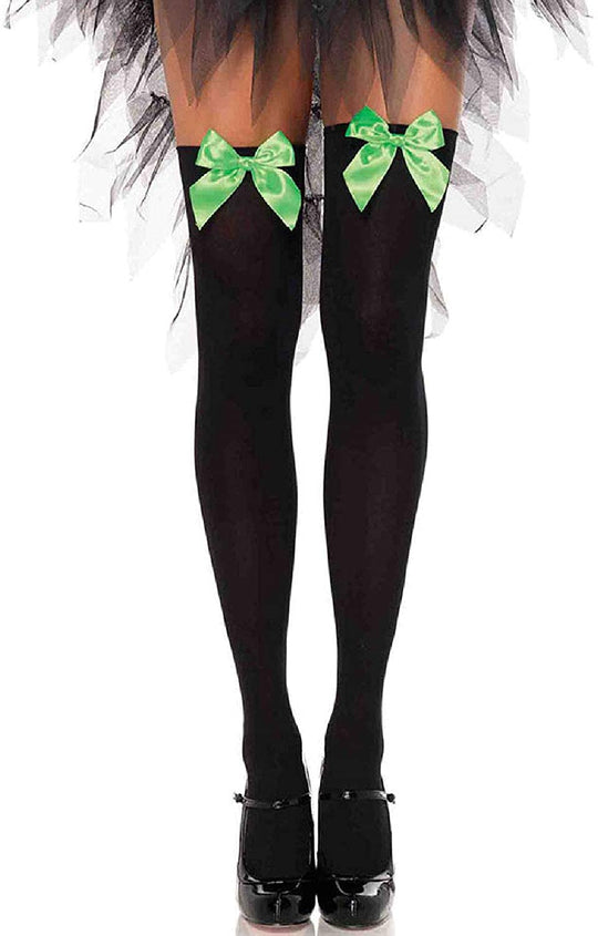 Leg Avenue Women's Opaque Thigh-High Stockings with Satin Bows